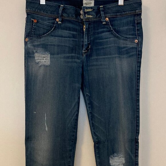 Women's Blue Distressed Jeans - Picture 2 of 16
